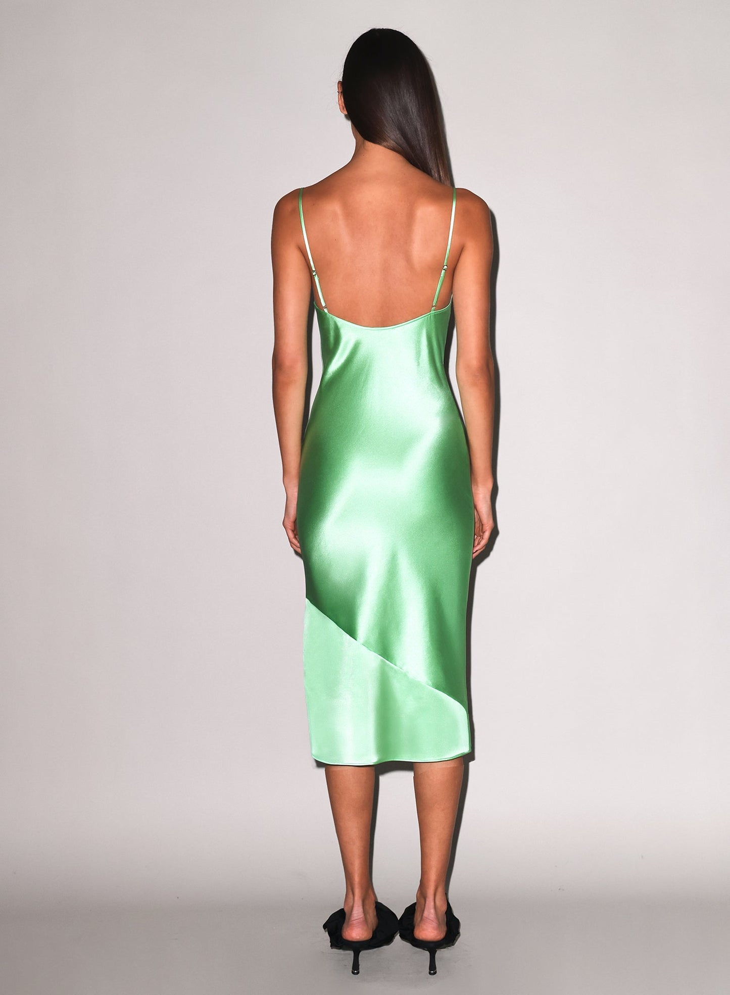 Fleur du Mal Pastel Lime Silk V Slip Dress