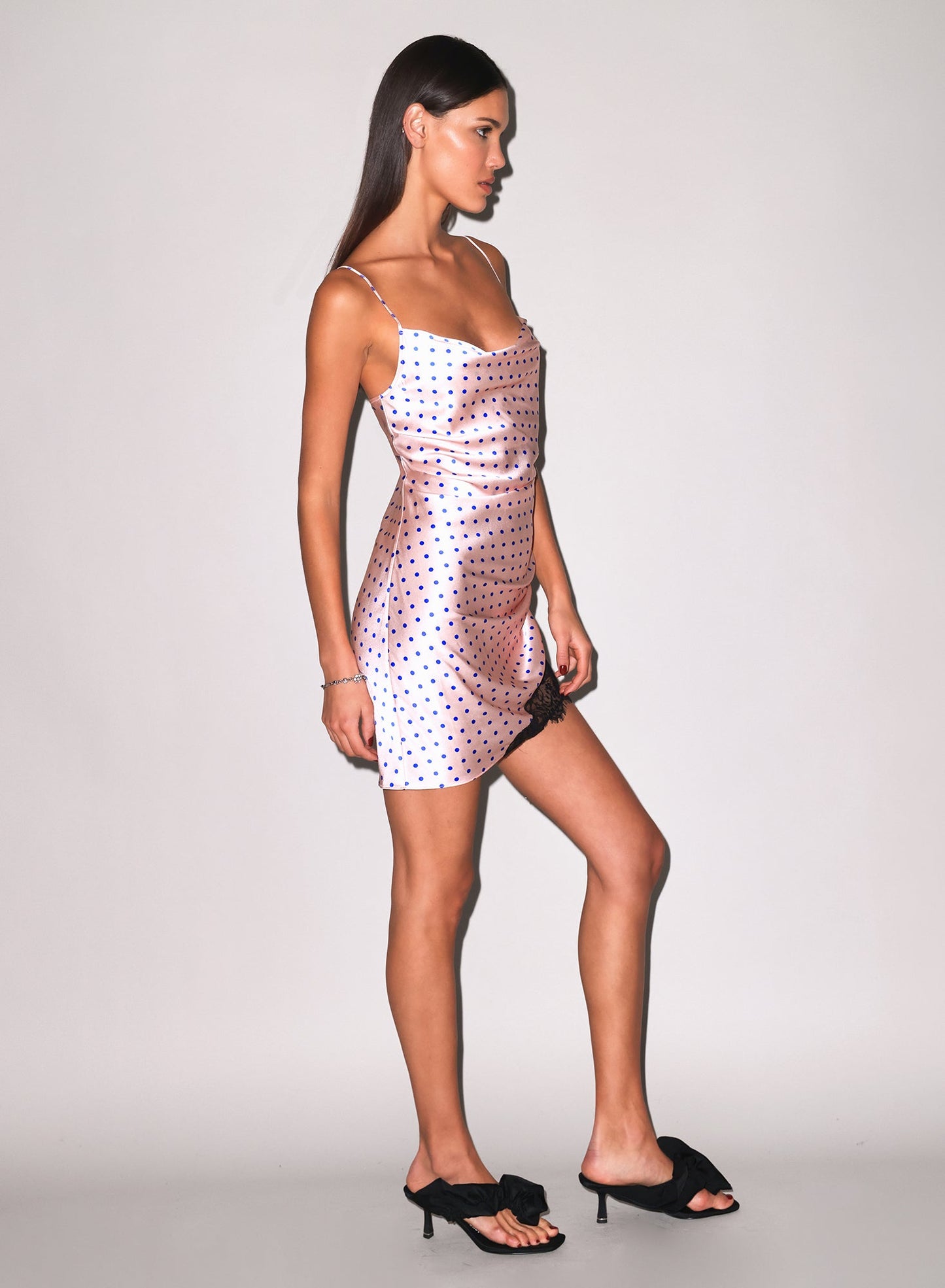 Fleur du Mal Small Blue Dot Silk Ruched Dress