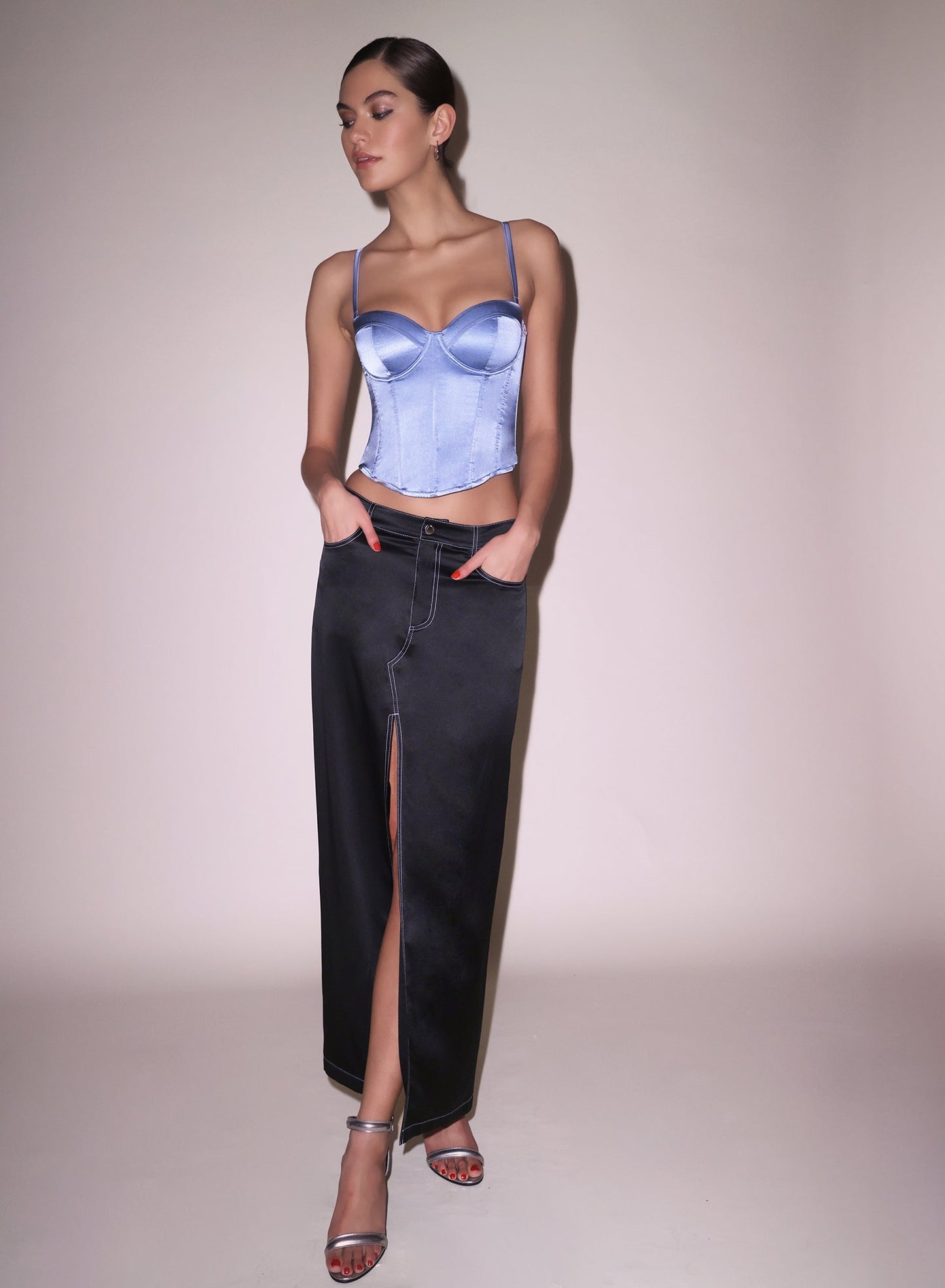 Fleur du Mal Black Silk Maxi Skirt