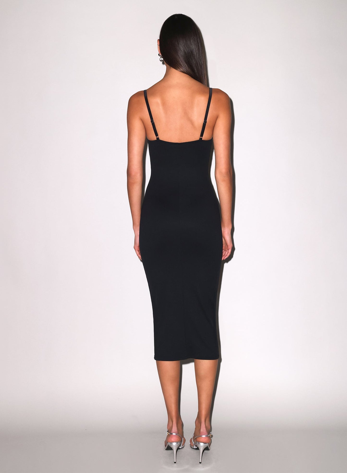 Fleur du Mal Black Seduce U-Plunge Midi Dress