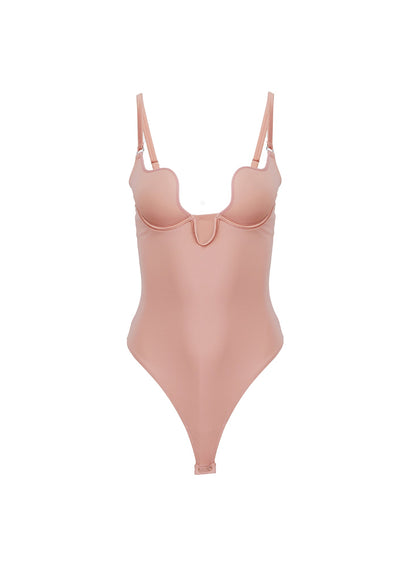 Fleur du Mal Tan Le Stretch Micro Seduce U-Plunge Bodysuit
