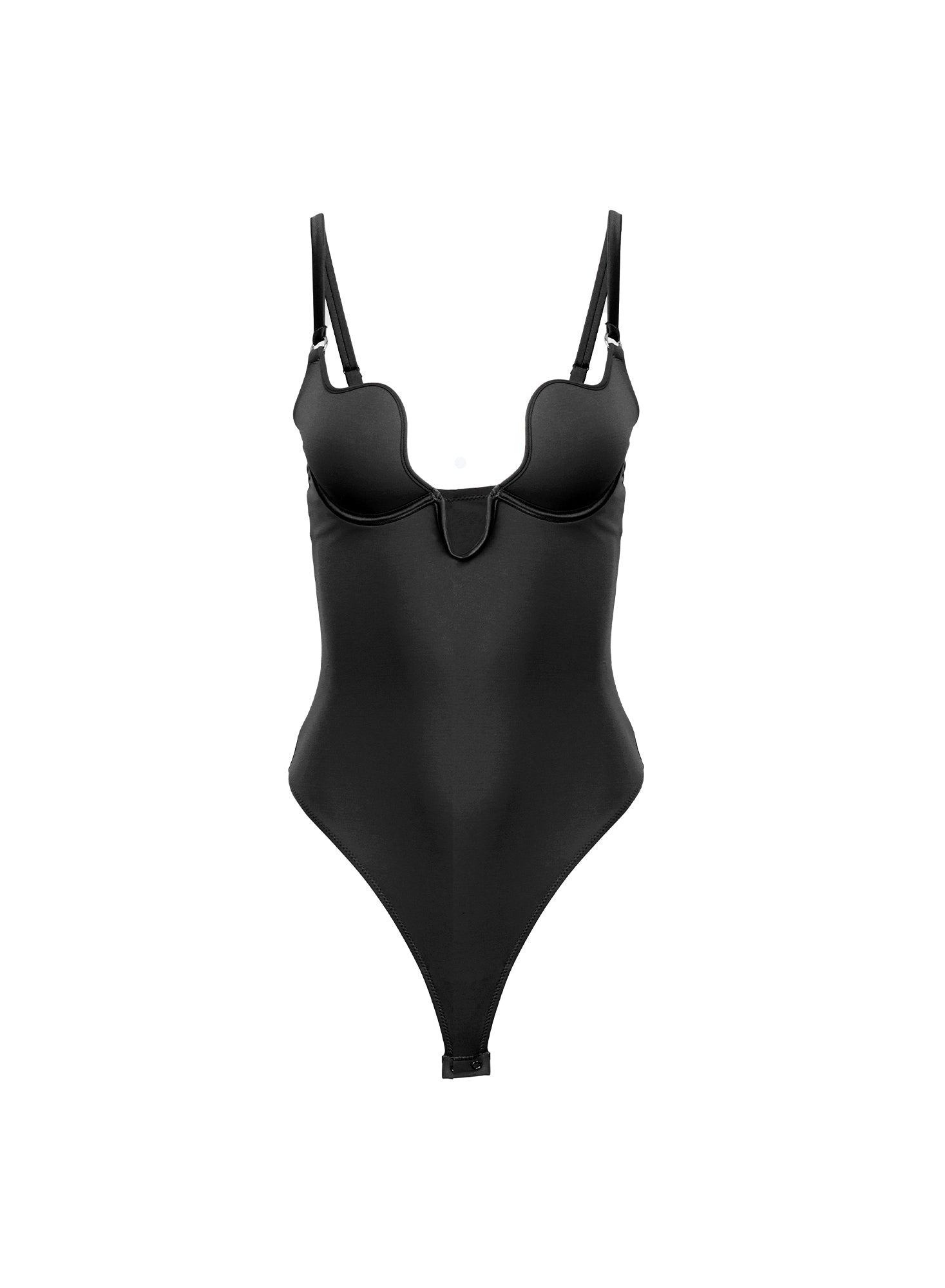 Fleur du Mal Black Le Stretch Micro Seduce U-Plunge Bodysuit