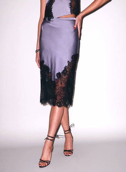 Fleur du Mal Lavender Smoke Juliet Lace Slip Skirt