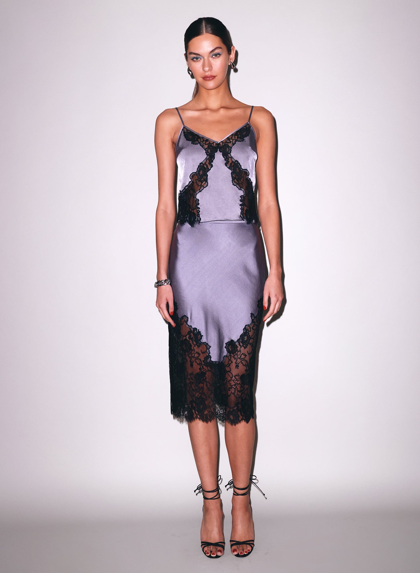 Fleur du Mal Lavender Smoke Juliet Lace Slip Skirt