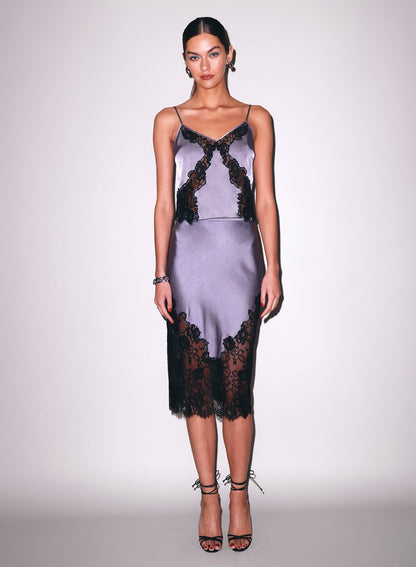 Fleur du Mal Lavender Smoke Juliet Lace Slip Skirt