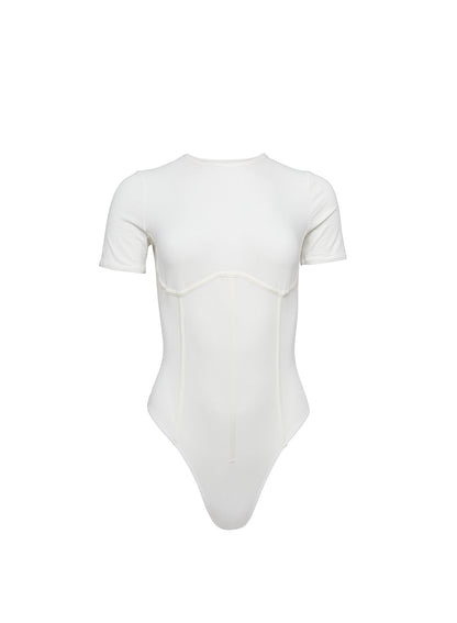 Fleur du Mal Ivory Organic Cotton T-Shirt Bodysuit