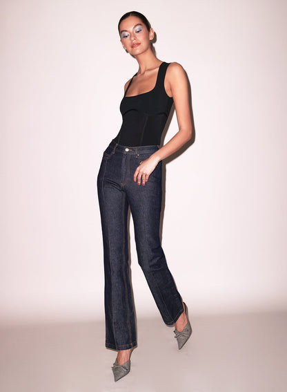 Fleur du Mal Black Organic Cotton Scoop Neck Bodysuit