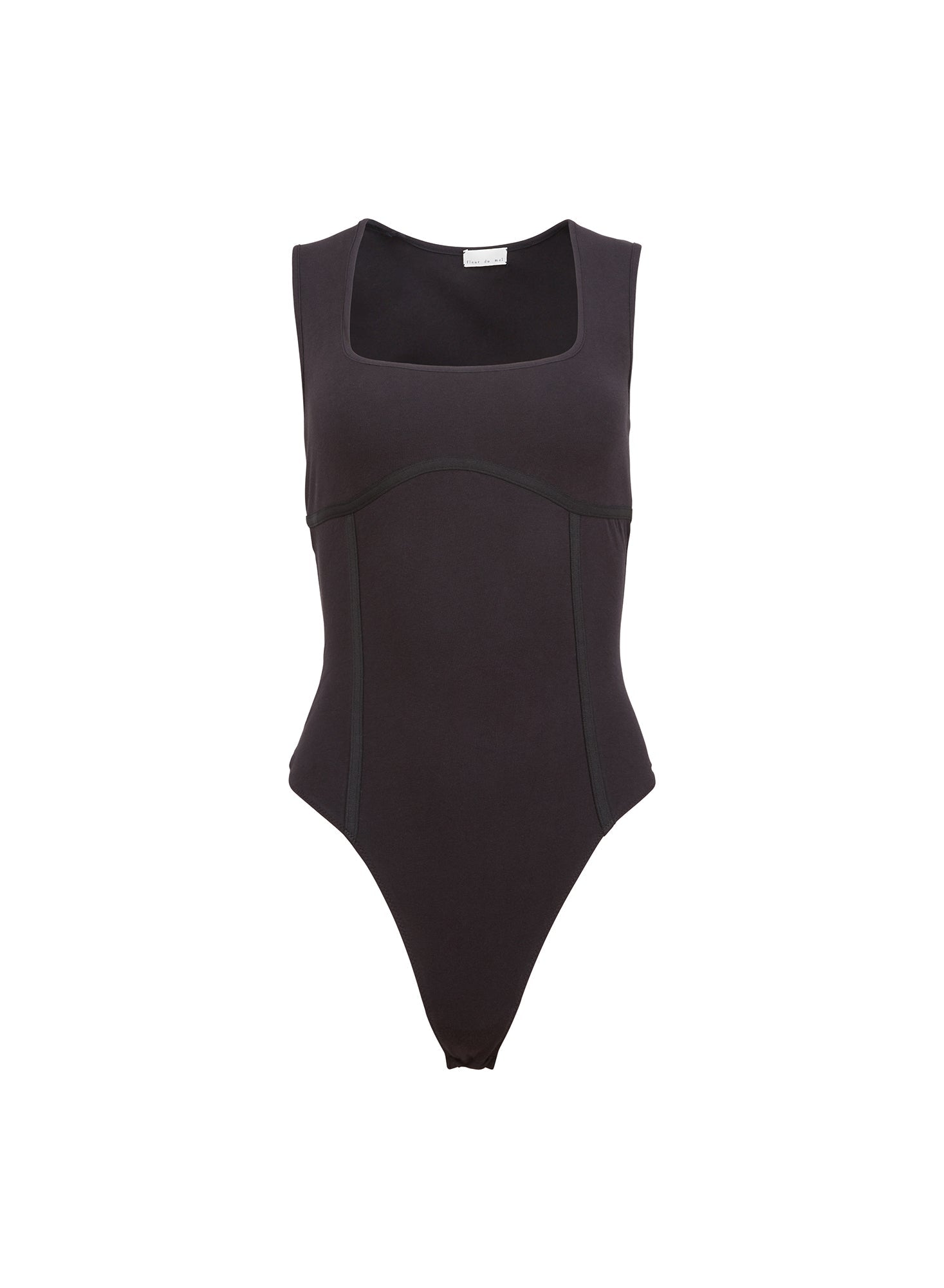 Fleur du Mal Black Organic Cotton Scoop Neck Bodysuit