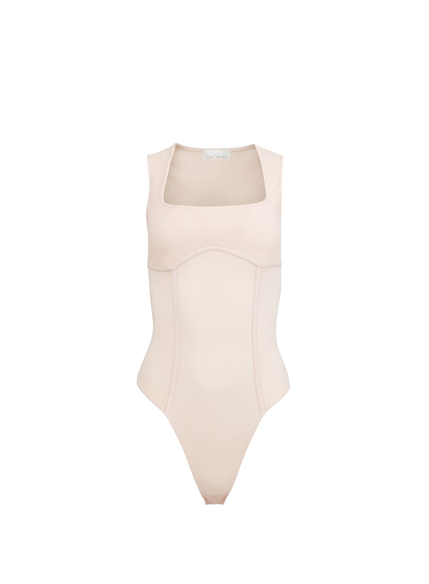 Fleur du Mal Tahini Organic Cotton Scoop Neck Bodysuit