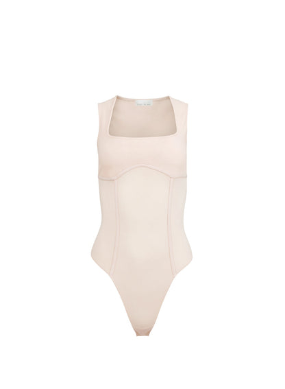 Fleur du Mal Tahini Organic Cotton Scoop Neck Bodysuit