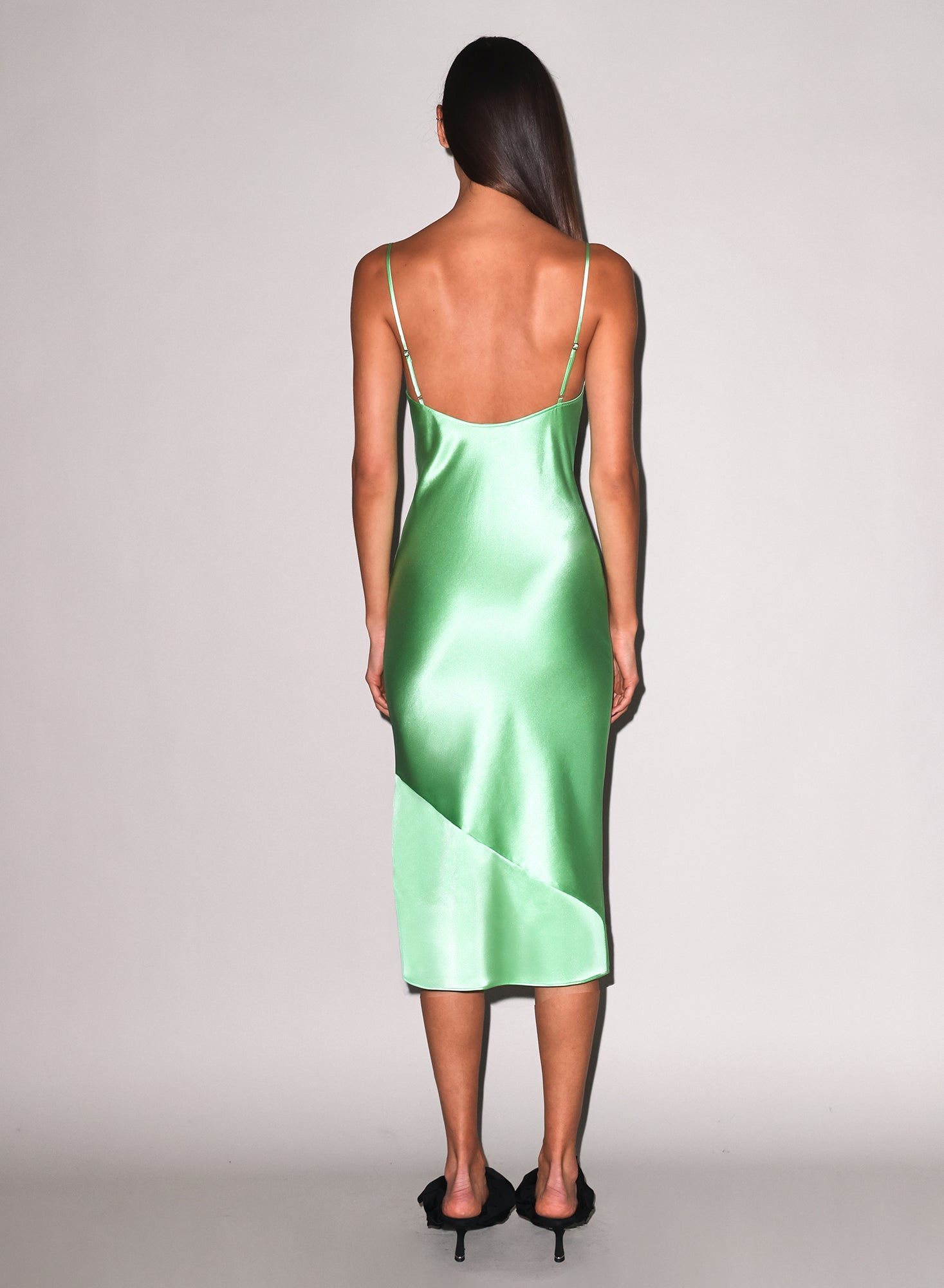 Fleur du Mal Pastel Lime Silk V Slip Dress