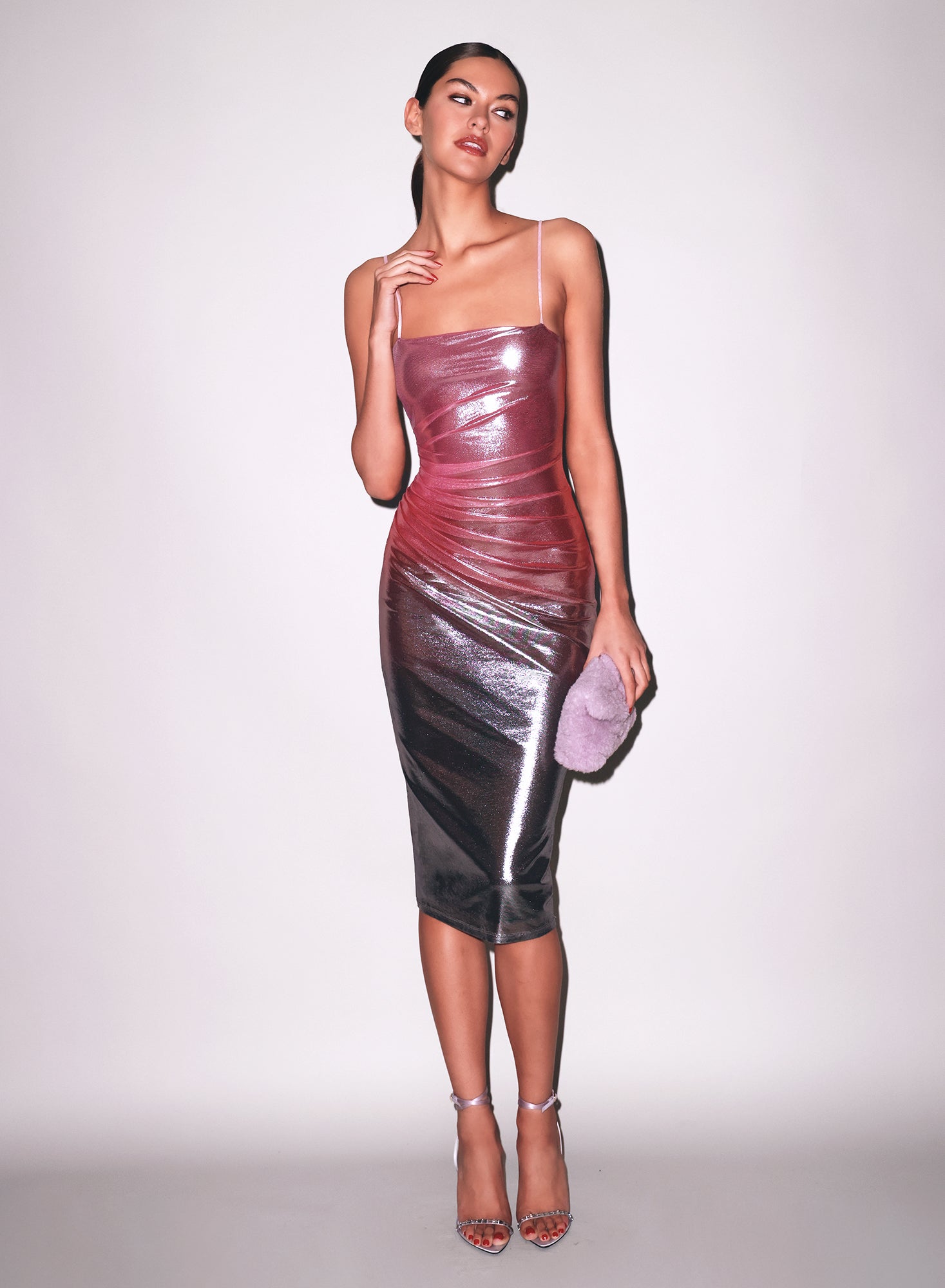 Fleur du Mal Pink Metallic Ombré Shine Dress