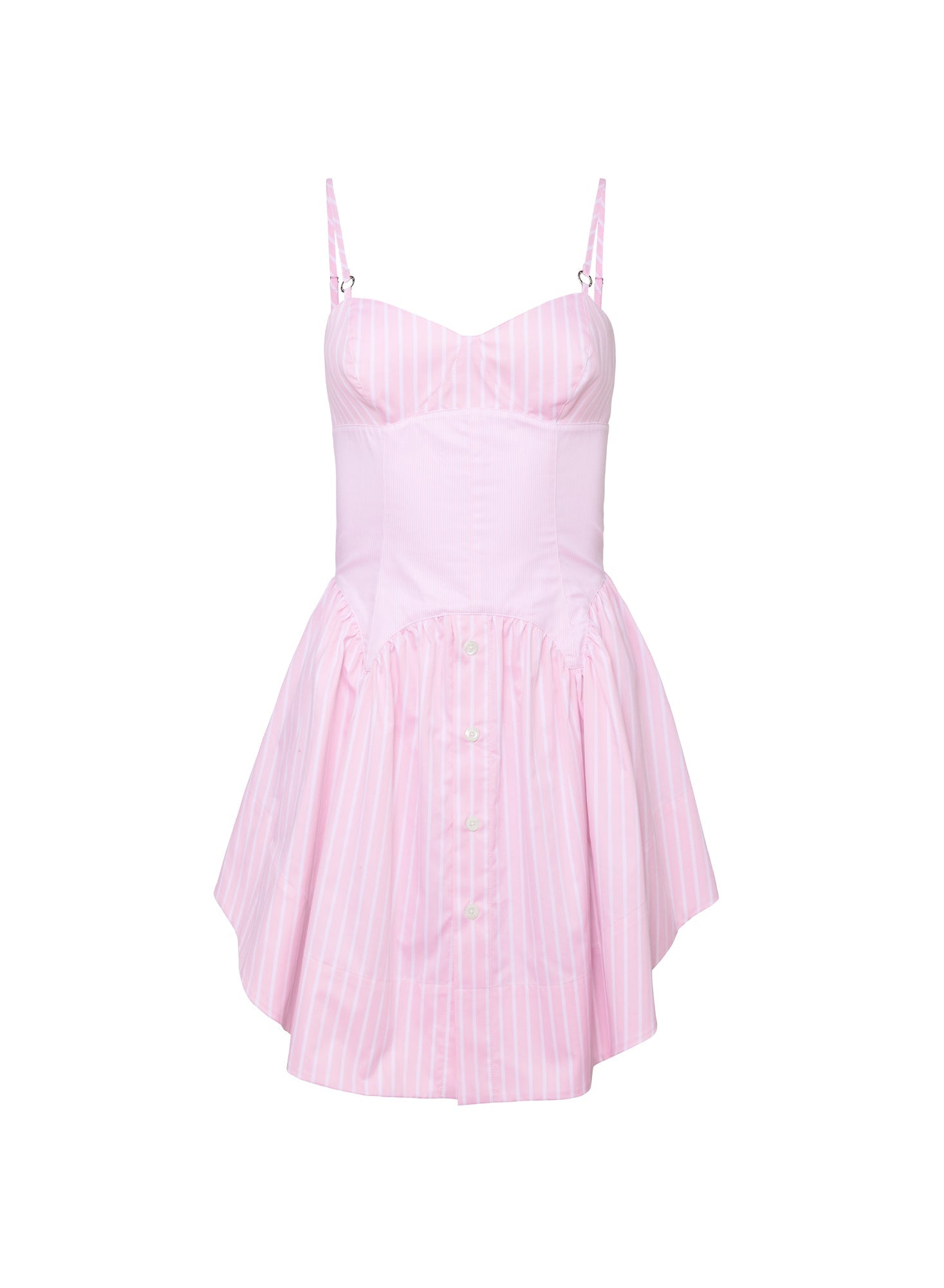 Fleur du Mal Pink Bubblegum Stripe Poplin Corset Mini Dress
