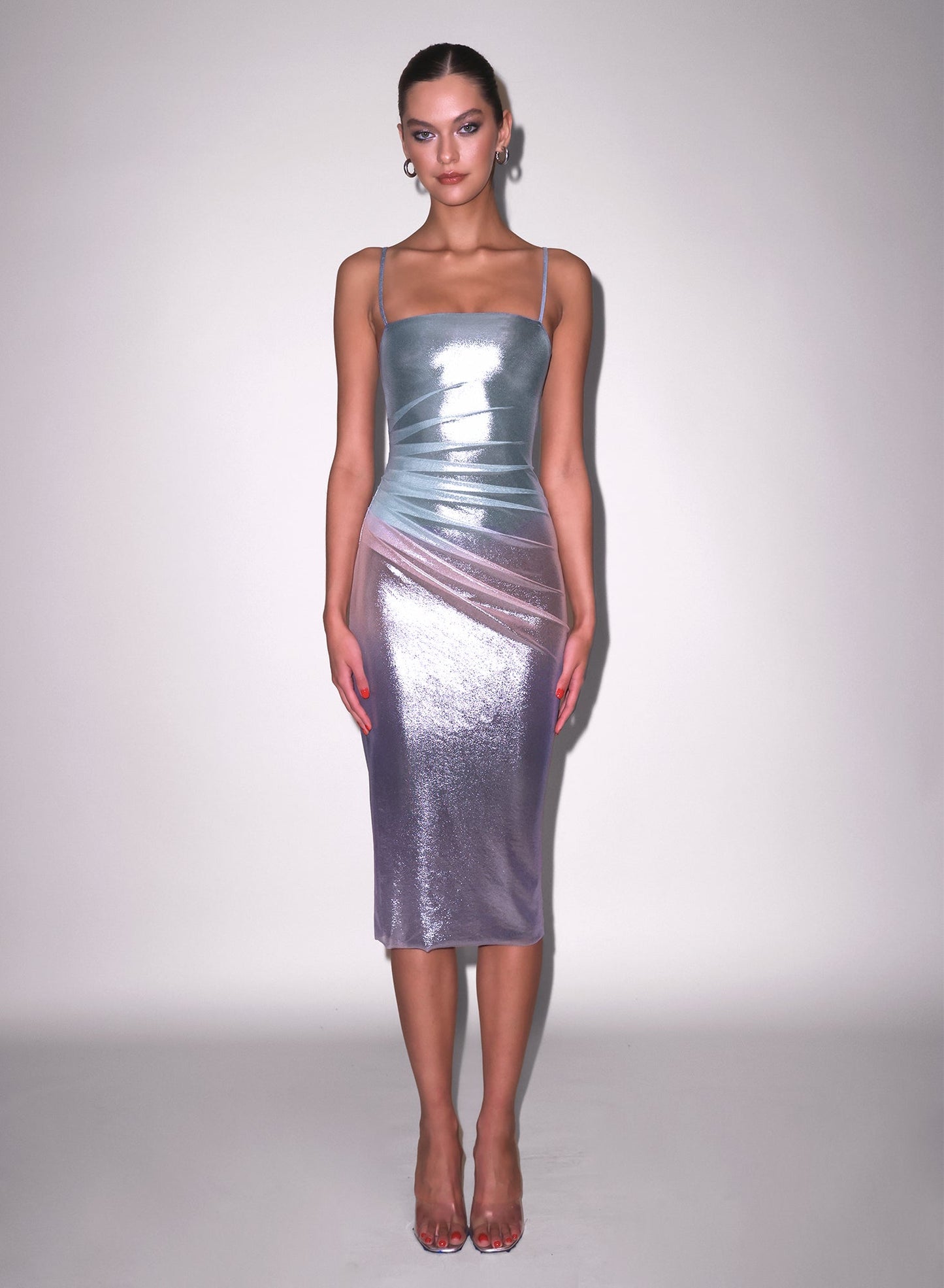 Fleur du Mal Blue Metallic Ombré Shine Dress