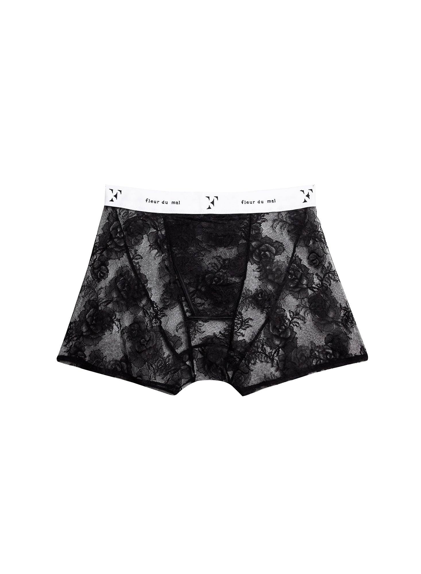 Fleur du Mal Black Bouquet Lace Boxer Brief