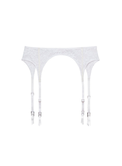 Fleur du Mal Ivory Le Stretch Lace Garter Belt