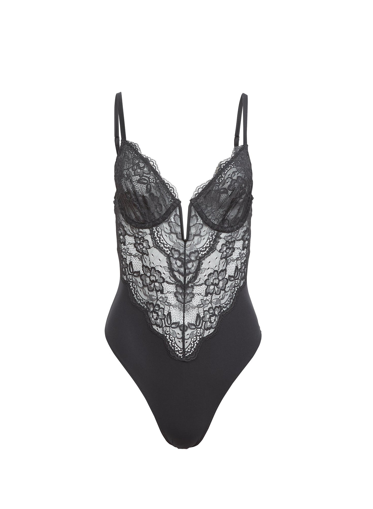 Fleur du Mal Black Bianca Lace Bodysuit