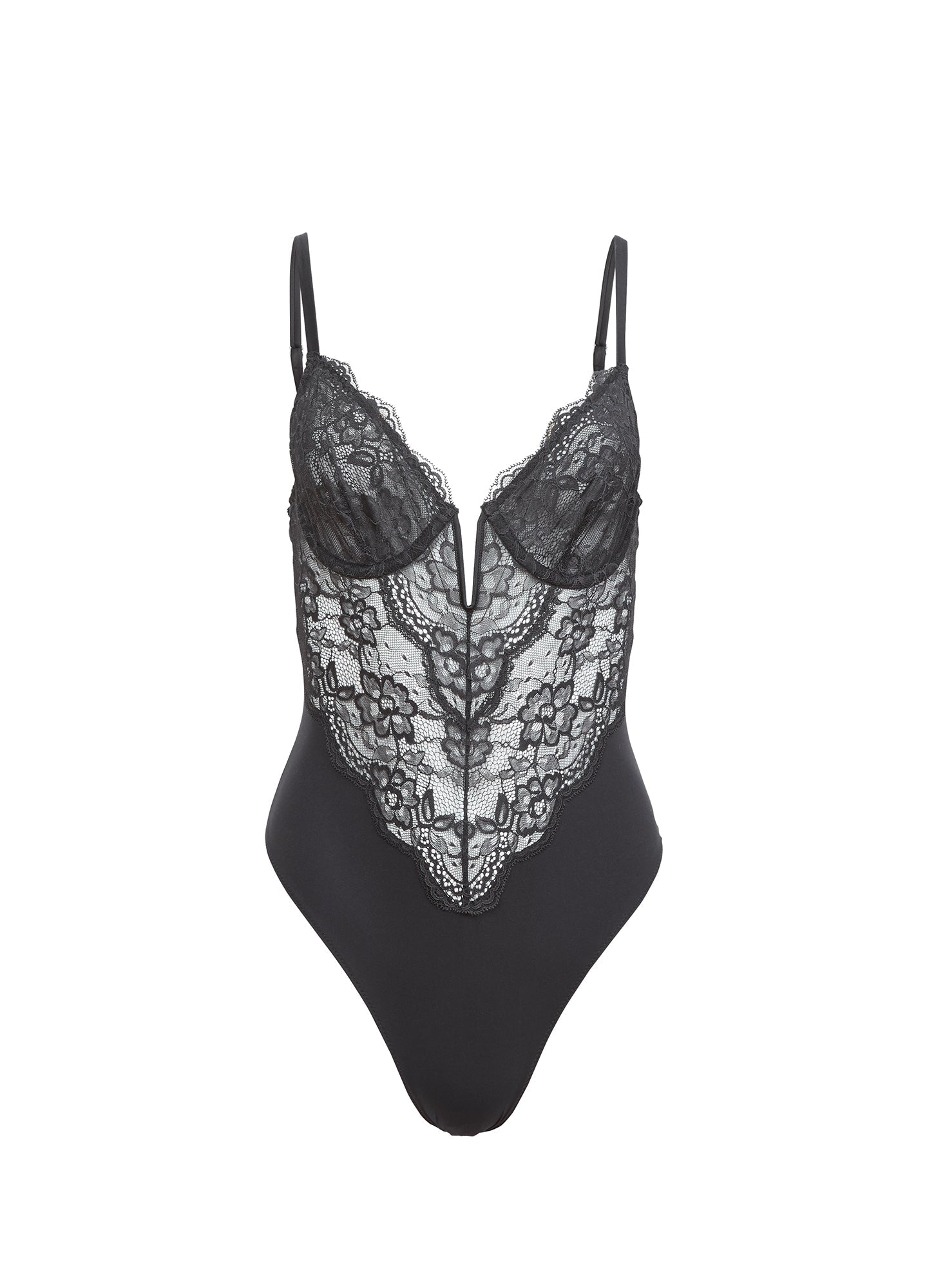 Fleur du Mal Black Bianca Lace Bodysuit
