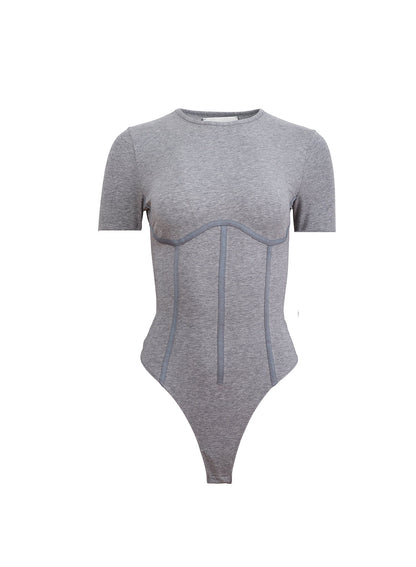 Fleur du Mal Heather Grey Organic Cotton T-Shirt Bodysuit