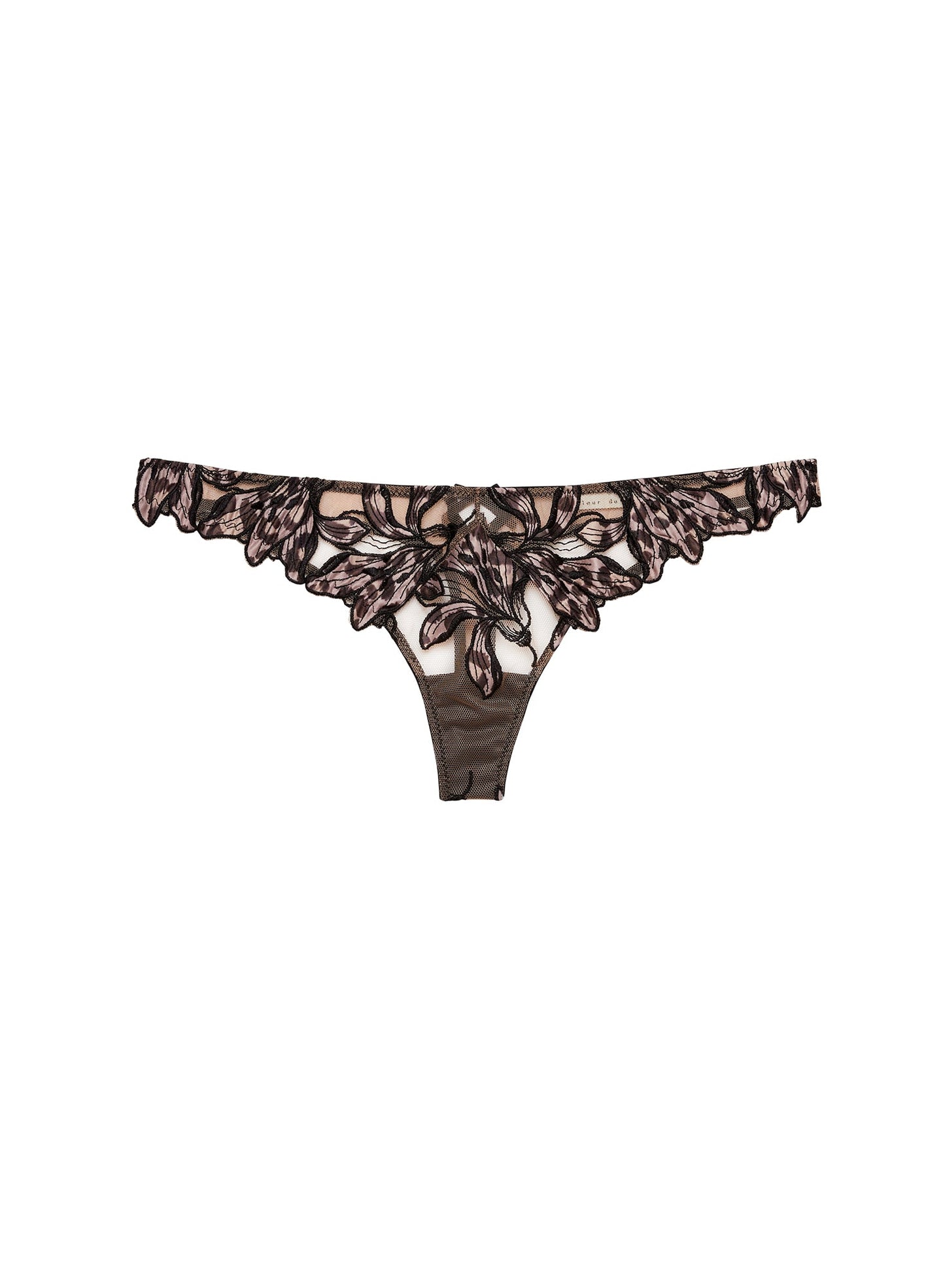 Fleur du Mal Leopard Lily Embroidery Hipster Thong