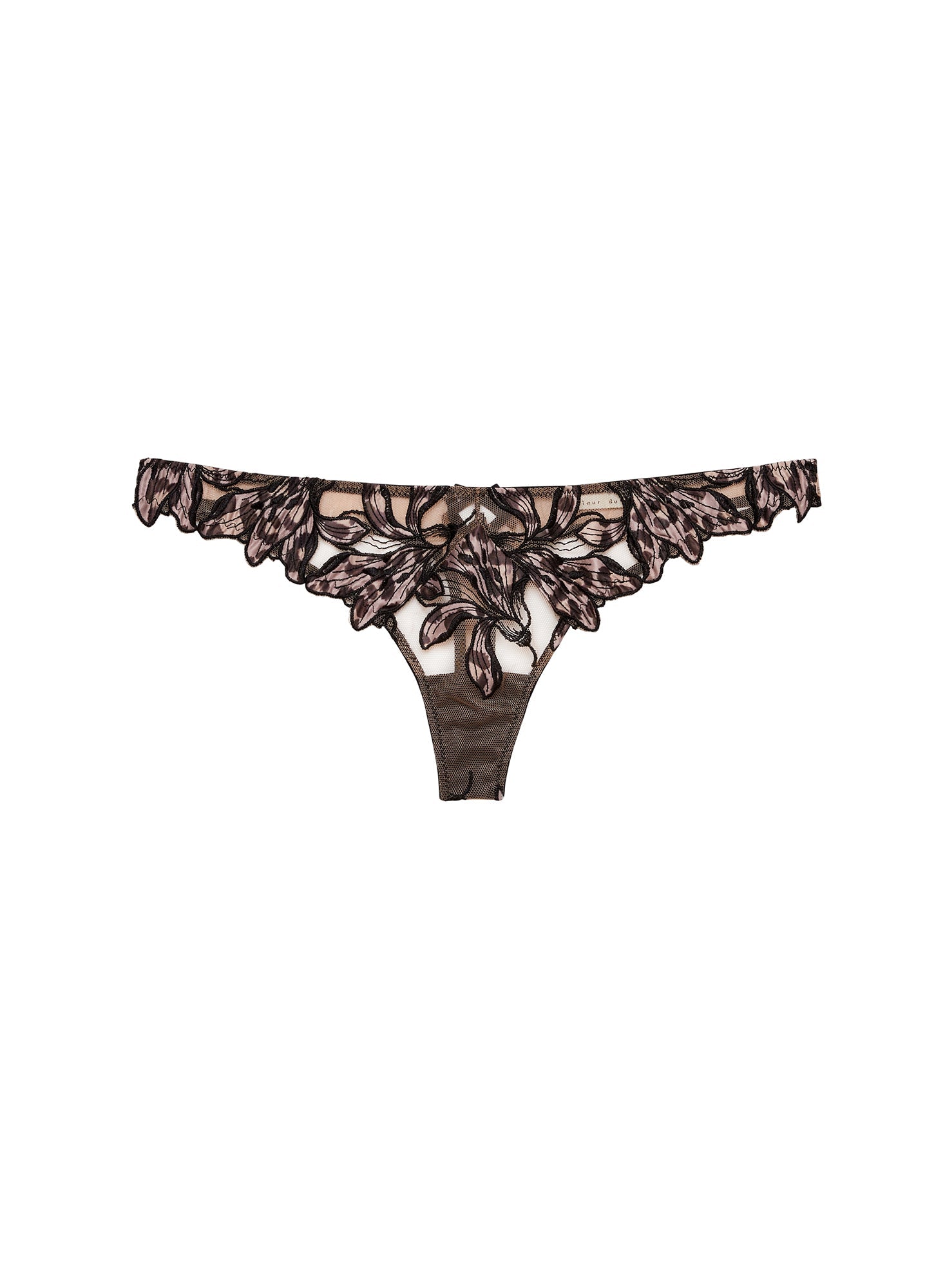 Fleur du Mal Leopard Lily Embroidery Hipster Thong