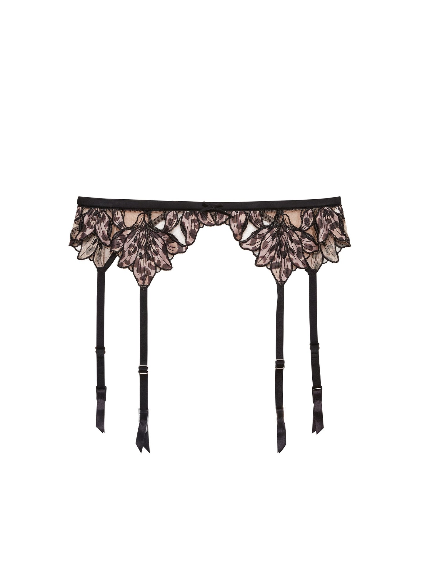 Fleur du Mal Leopard Lily Embroidery Garter Belt
