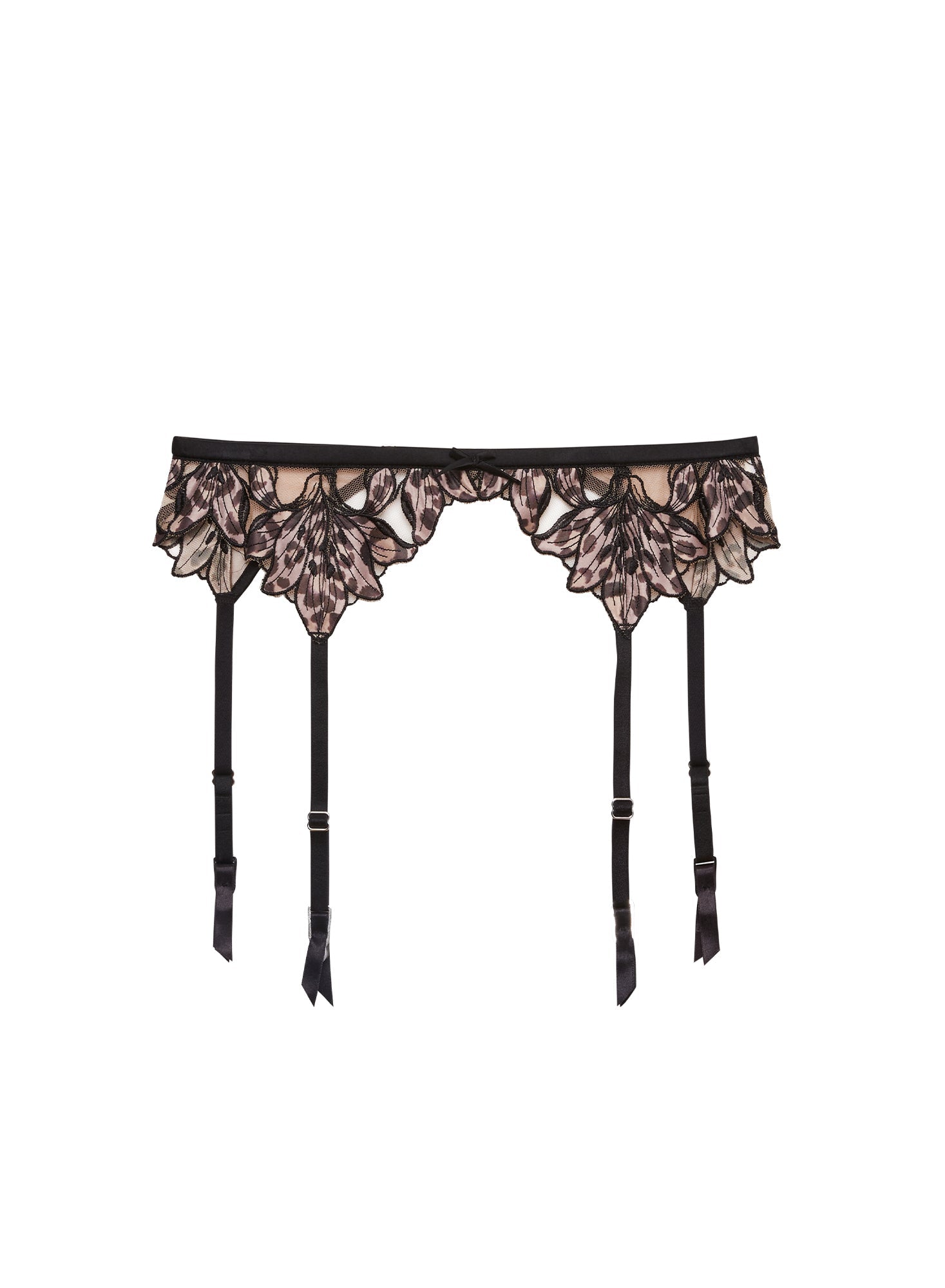 Fleur du Mal Leopard Lily Embroidery Garter Belt