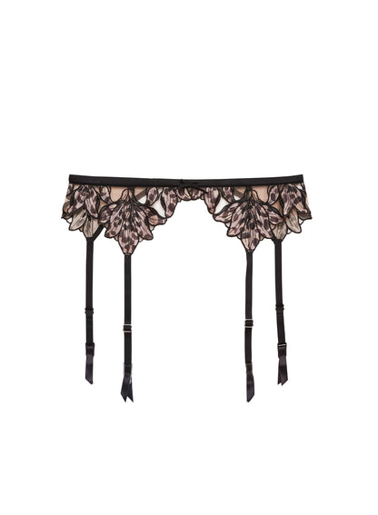 Fleur du Mal Leopard Lily Embroidery Garter Belt