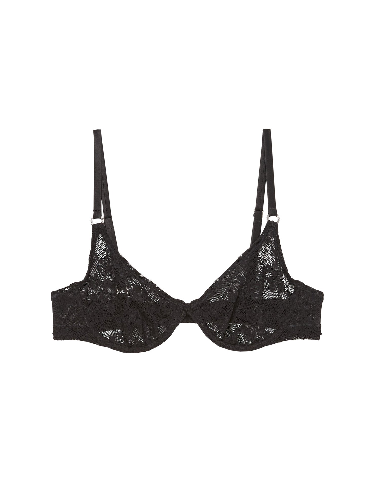 Fleur du Mal Black Le Stretch Lace Demi Bra