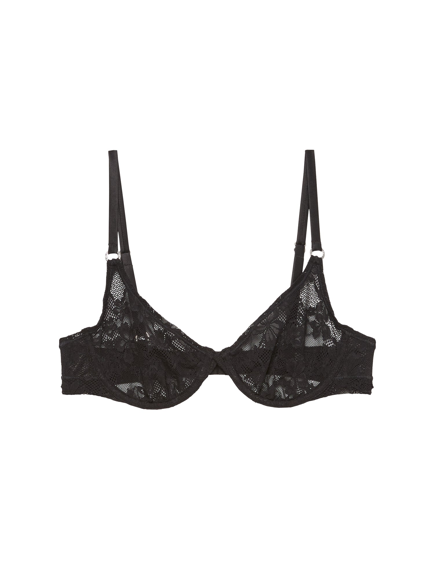 Fleur du Mal Black Le Stretch Lace Demi Bra