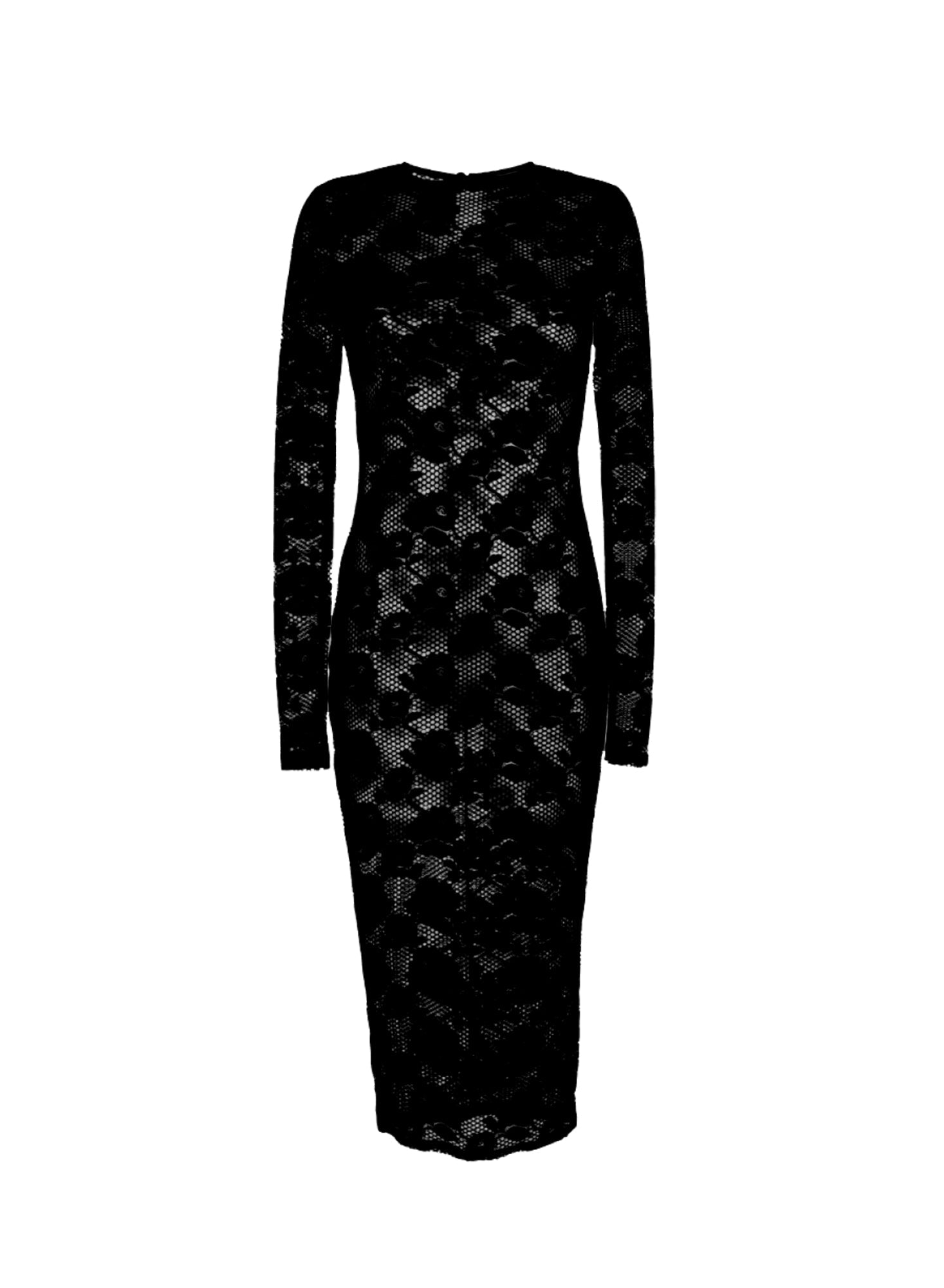 Fleur du Mal Black Le Stretch Lace Long Sleeve Dress