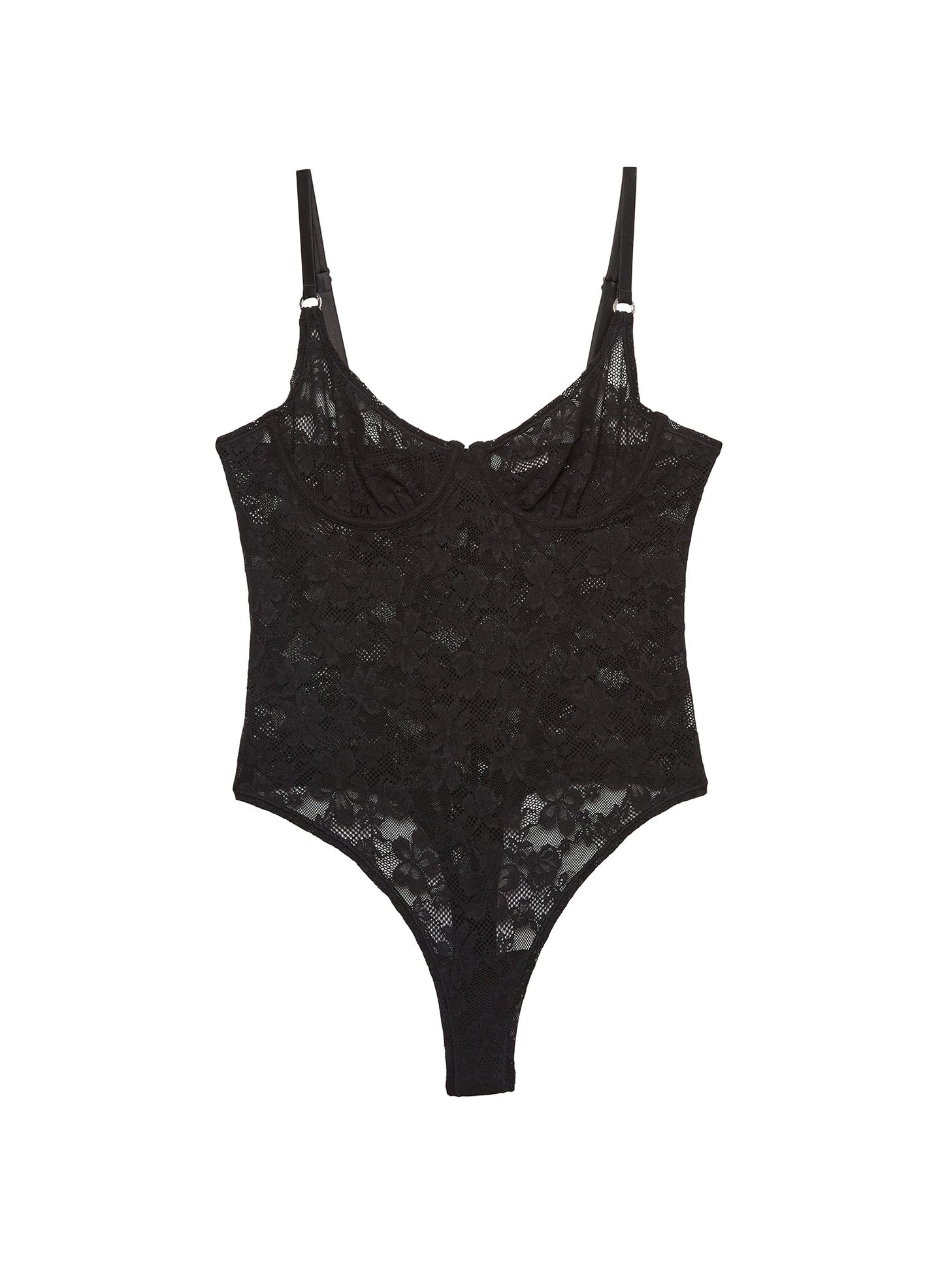 Fleur du Mal Black Le Stretch Lace Bodysuit