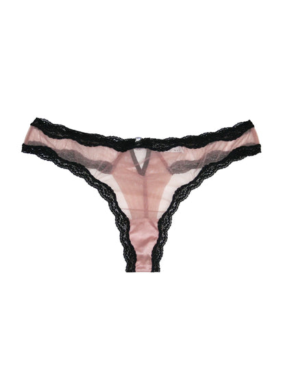 Fleur du Mal Petal Pink Sheer Tulle Thong