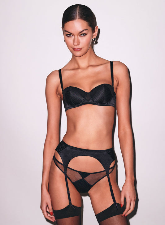 Fleur du Mal Black Top Stitch Convertible Bra