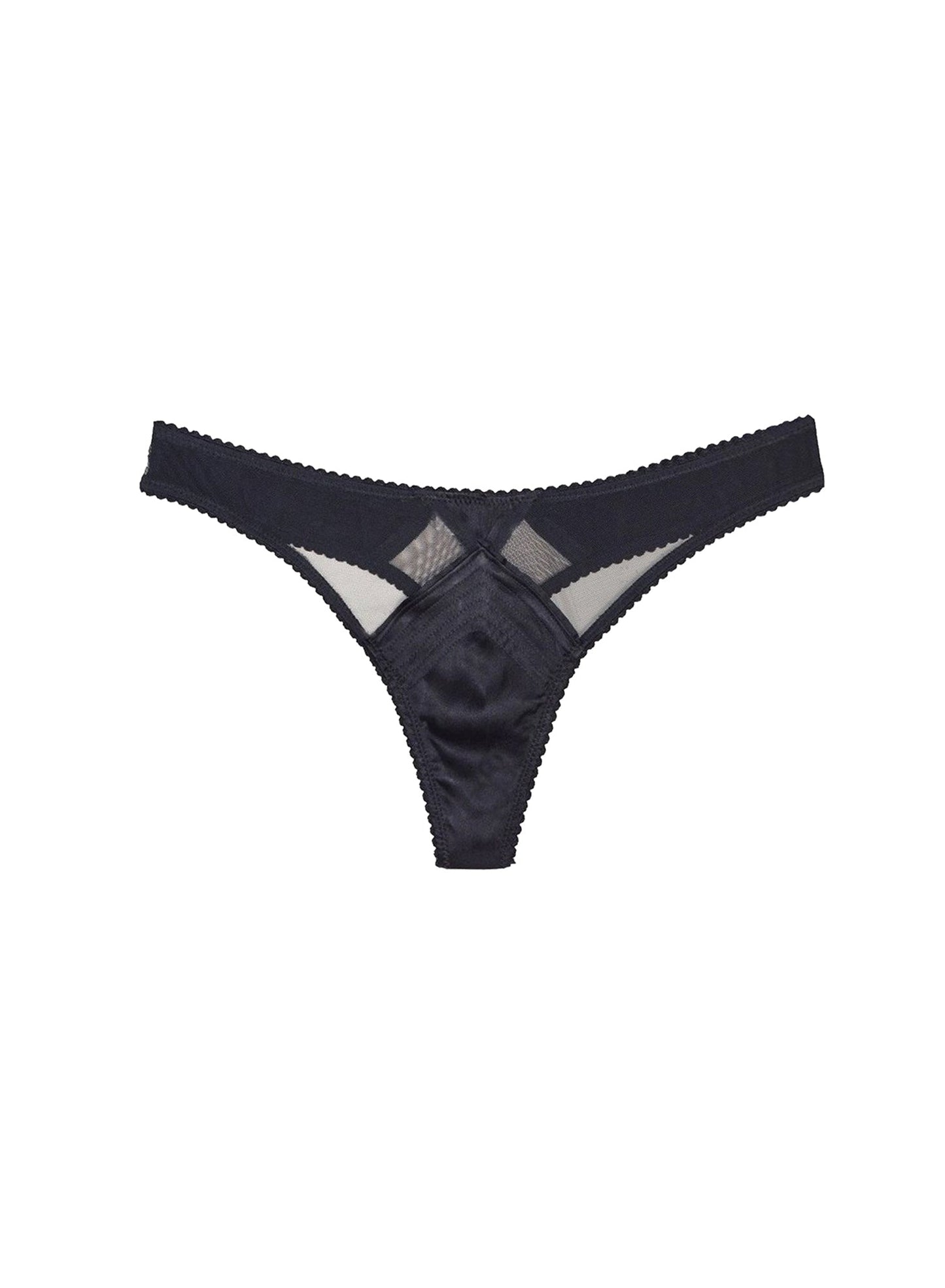 Fleur du Mal Black Top Stitch Thong
