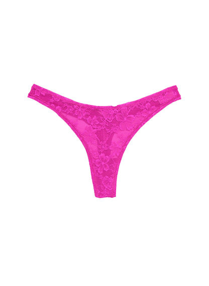 Fleur du Mal Wild Pink Le Stretch Lace Thong
