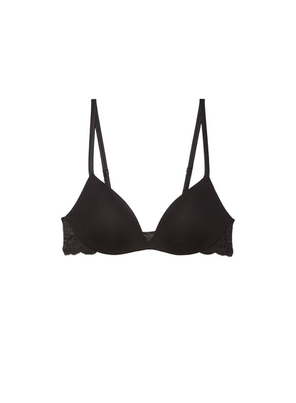 Fleur du Mal Black Charlotte Lace Wireless Push Up Bra