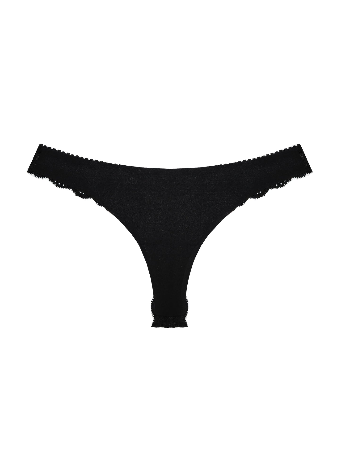 Fleur du Mal Black Charlotte Lace Seamless Thong