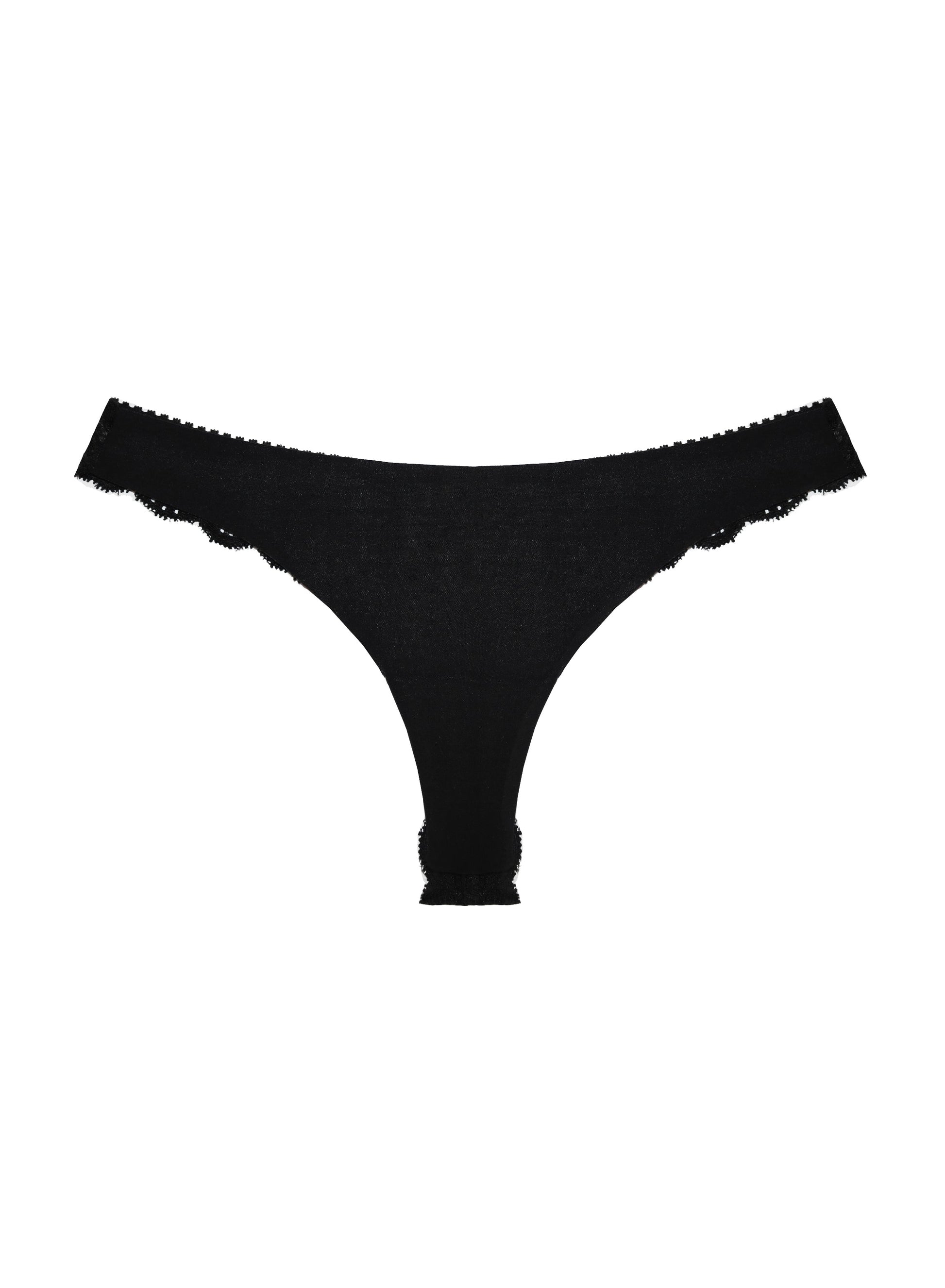Fleur du Mal Black Charlotte Lace Seamless Thong