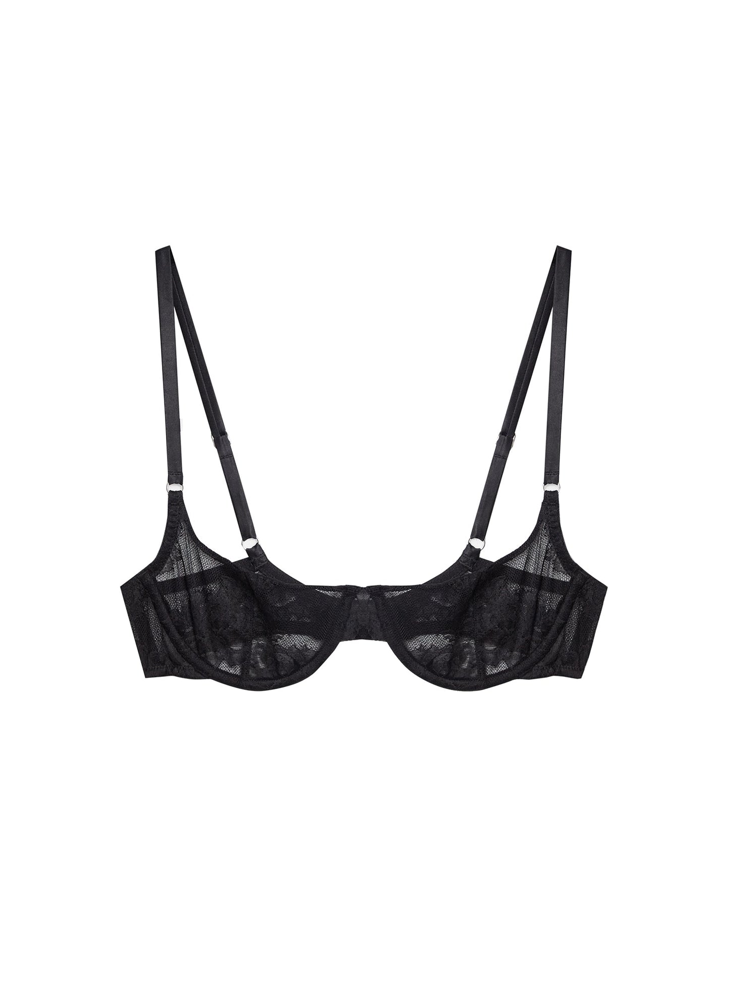 Fleur du Mal Black Bouquet Lace Scooped Balconette Bra