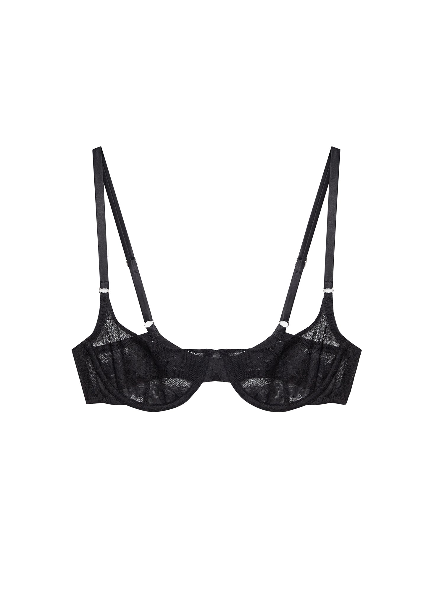 Fleur du Mal Black Bouquet Lace Scooped Balconette Bra