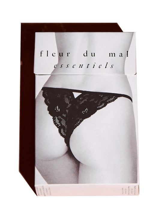 Fleur du Mal Black Charlotte Lace Seamless String Cheeky