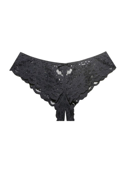 Fleur du Mal Black Charlotte Crotchless Panty