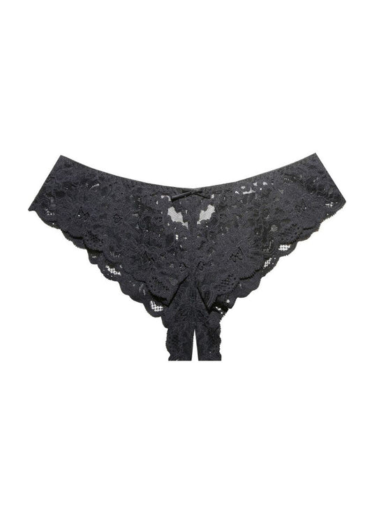 Fleur du Mal Black Charlotte Crotchless Panty