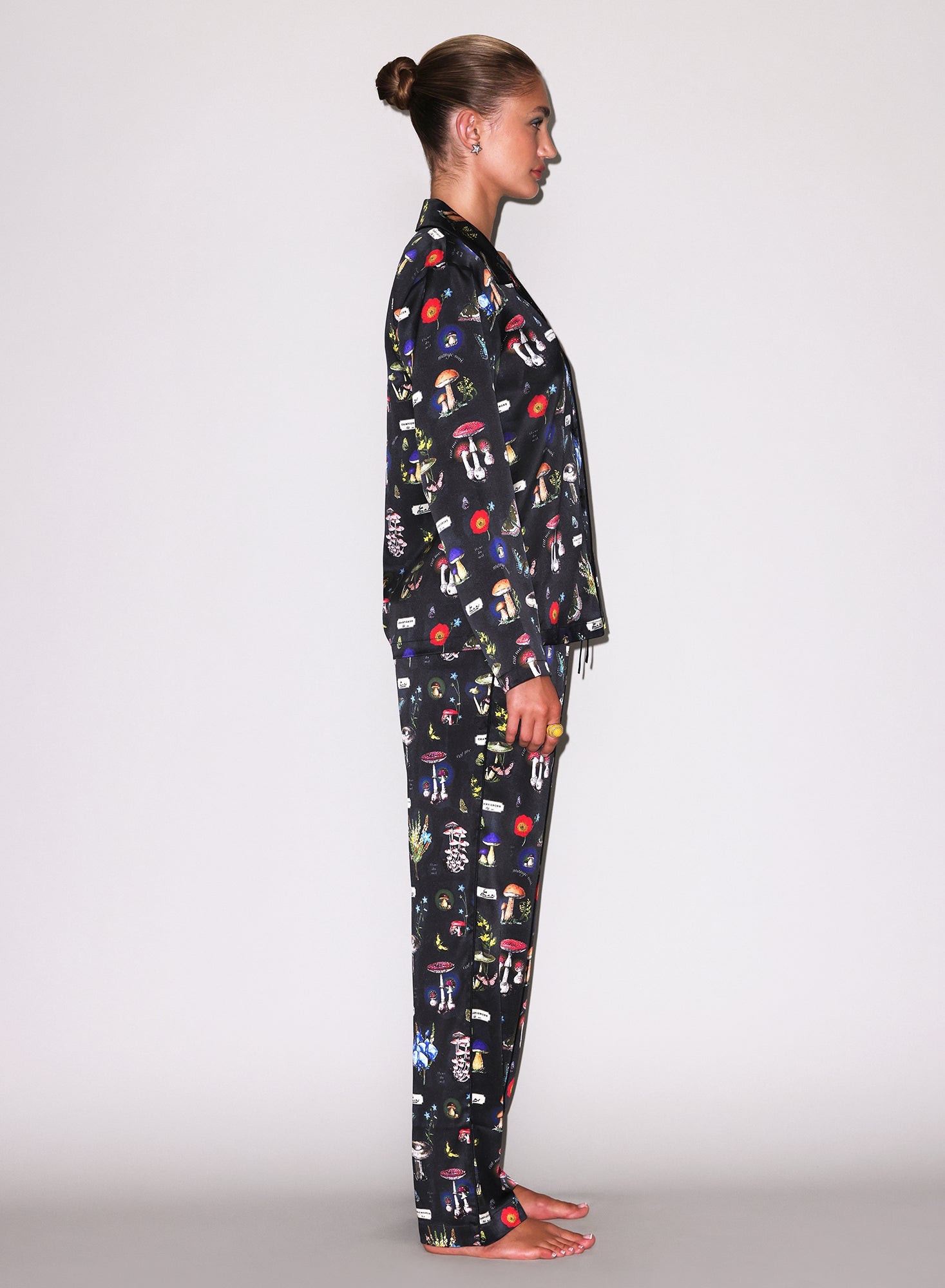 Fleur du Mal Black Magical Mushroom Print PJ Top
