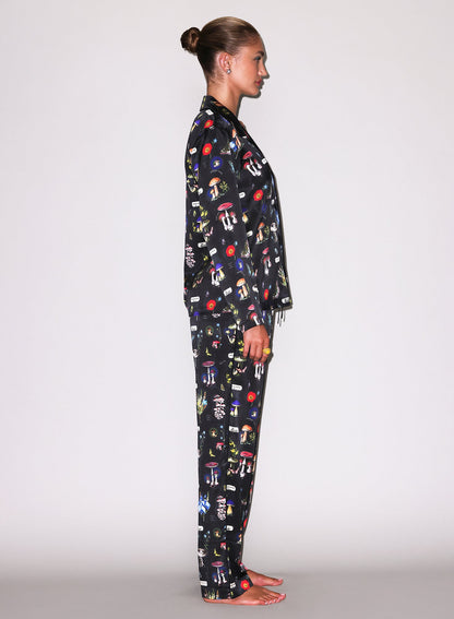 Fleur du Mal Black Magical Mushroom Print PJ Top