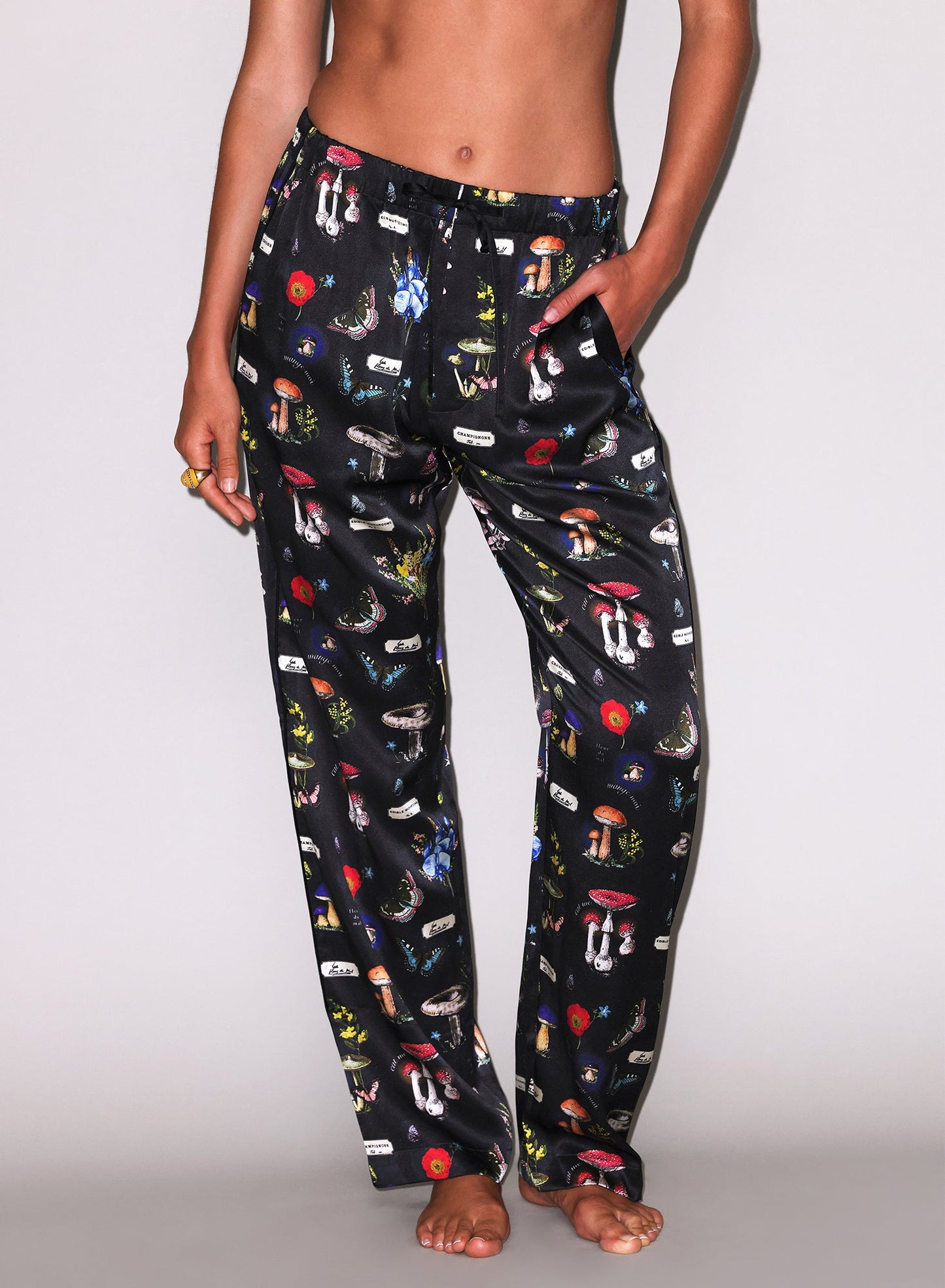 Fleur du Mal Black Magical Mushroom Print PJ Pant
