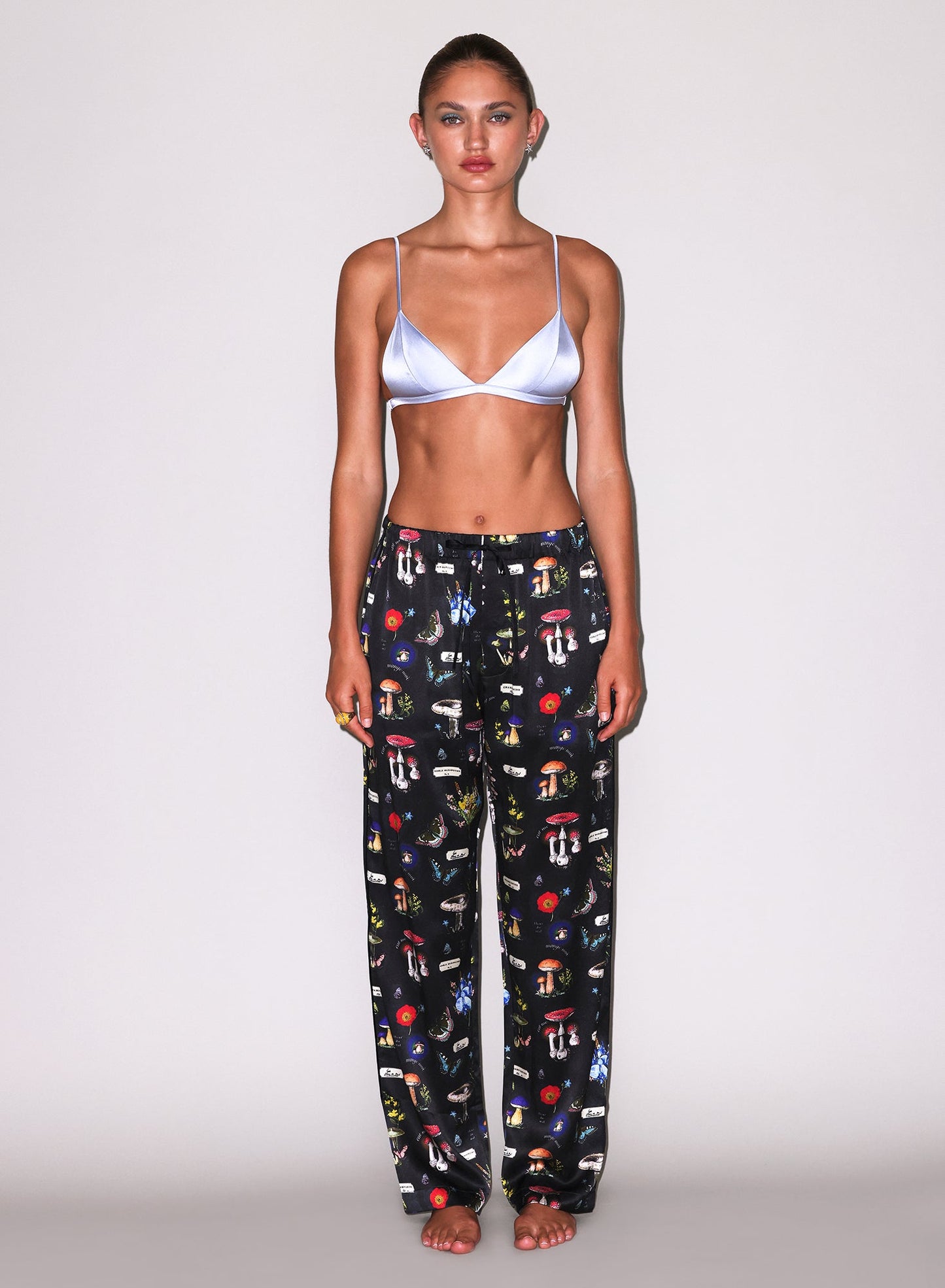 Fleur du Mal Black Magical Mushroom Print PJ Pant