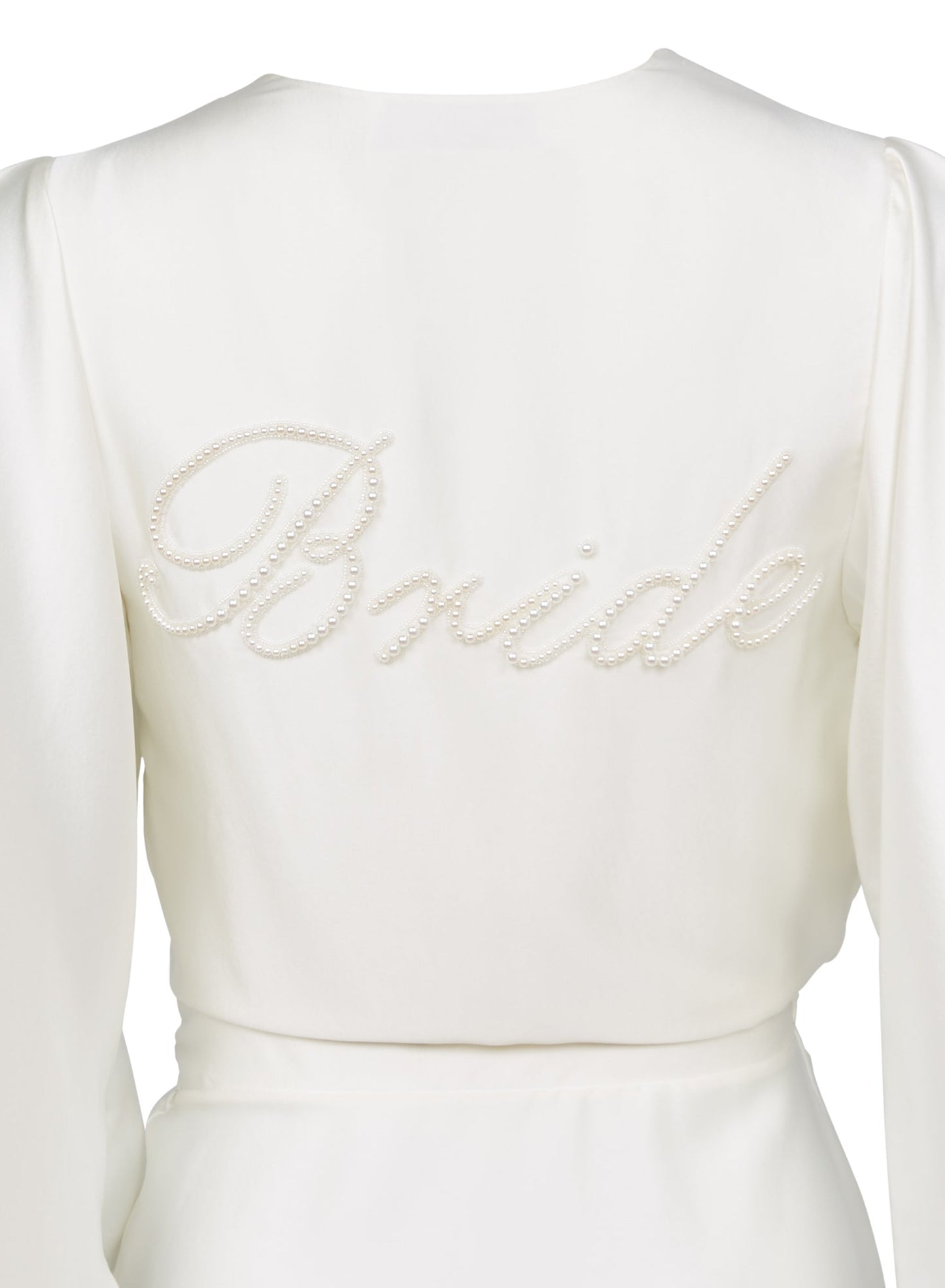 Fleur du Mal Ivory Bride Embroidered Angel Sleeve Robe