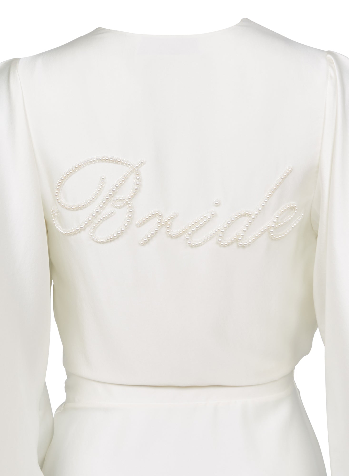 Fleur du Mal Ivory Bride Embroidered Angel Sleeve Robe